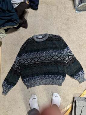 Vintage Celebrity Club 90s Aztec Geometric Knit Crewneck Sweater